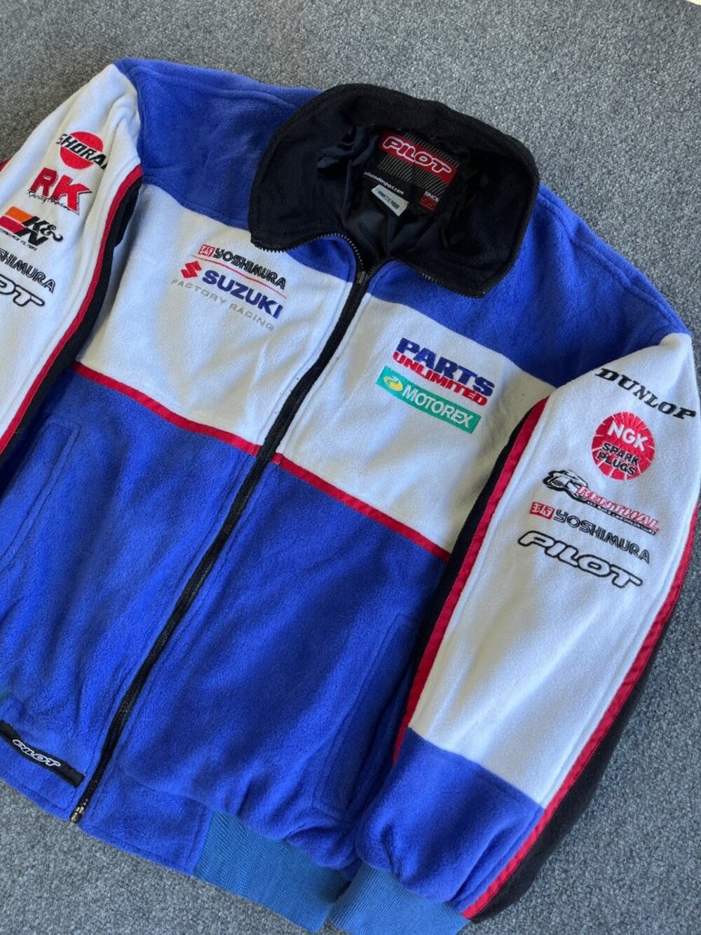 Pilot MotoSport Racing Jacket XL Polyester Fleece Suzuki Parts Unlimited Blue/Wh